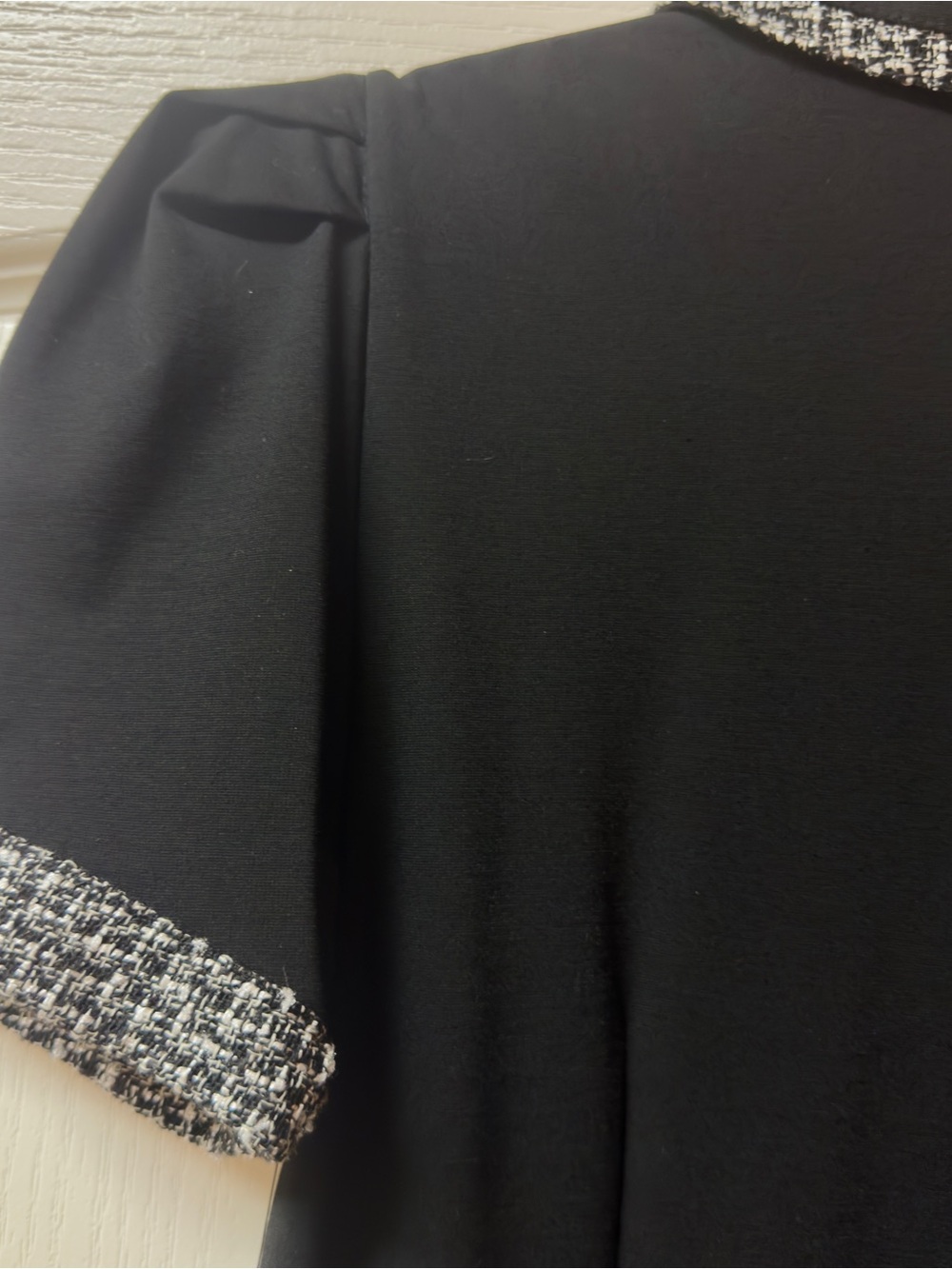 Karl Lagerfeld Black Midi Polo Dress with Tweed Trim and Gold Buttons - Picture 4 of 7